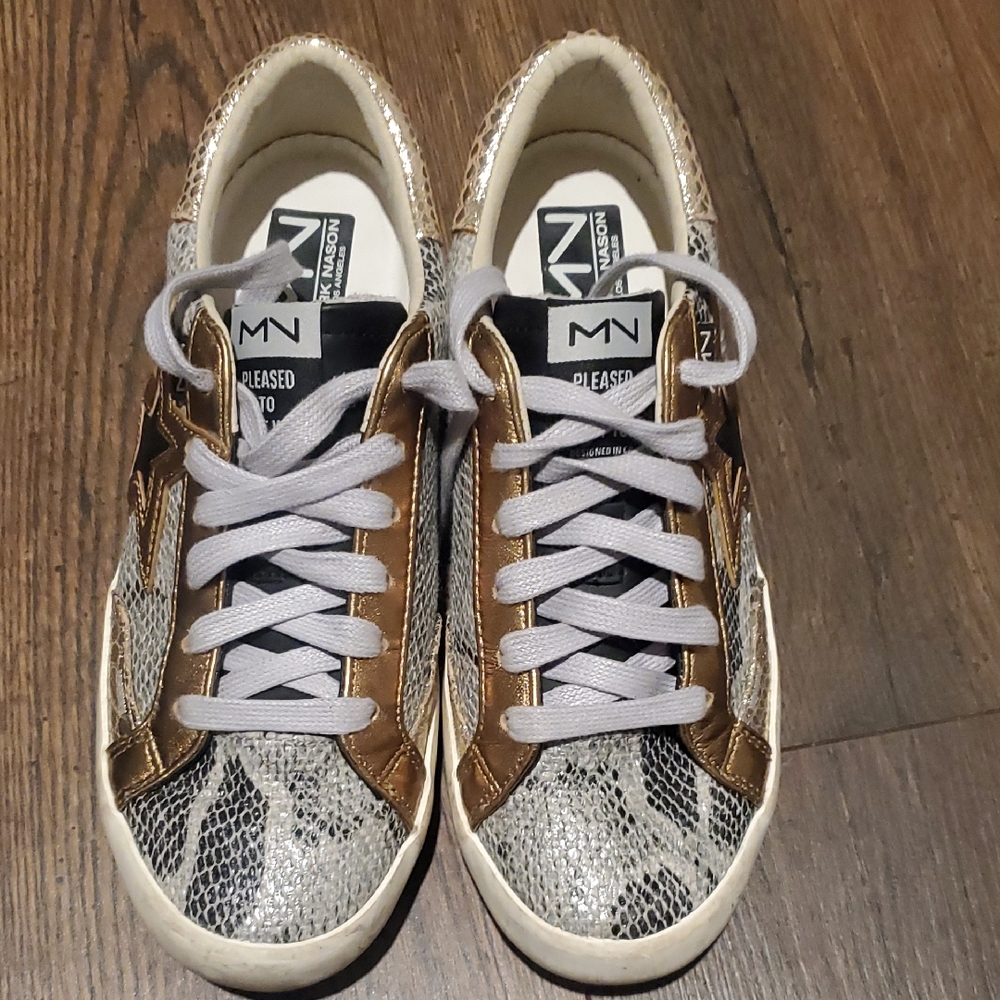Mark Nason Snakeskin Pattern Sneakers with Brown Accents Womens 6.5